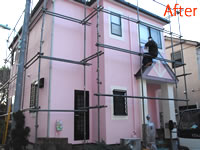 くっきりとしたピンク色で外壁塗装